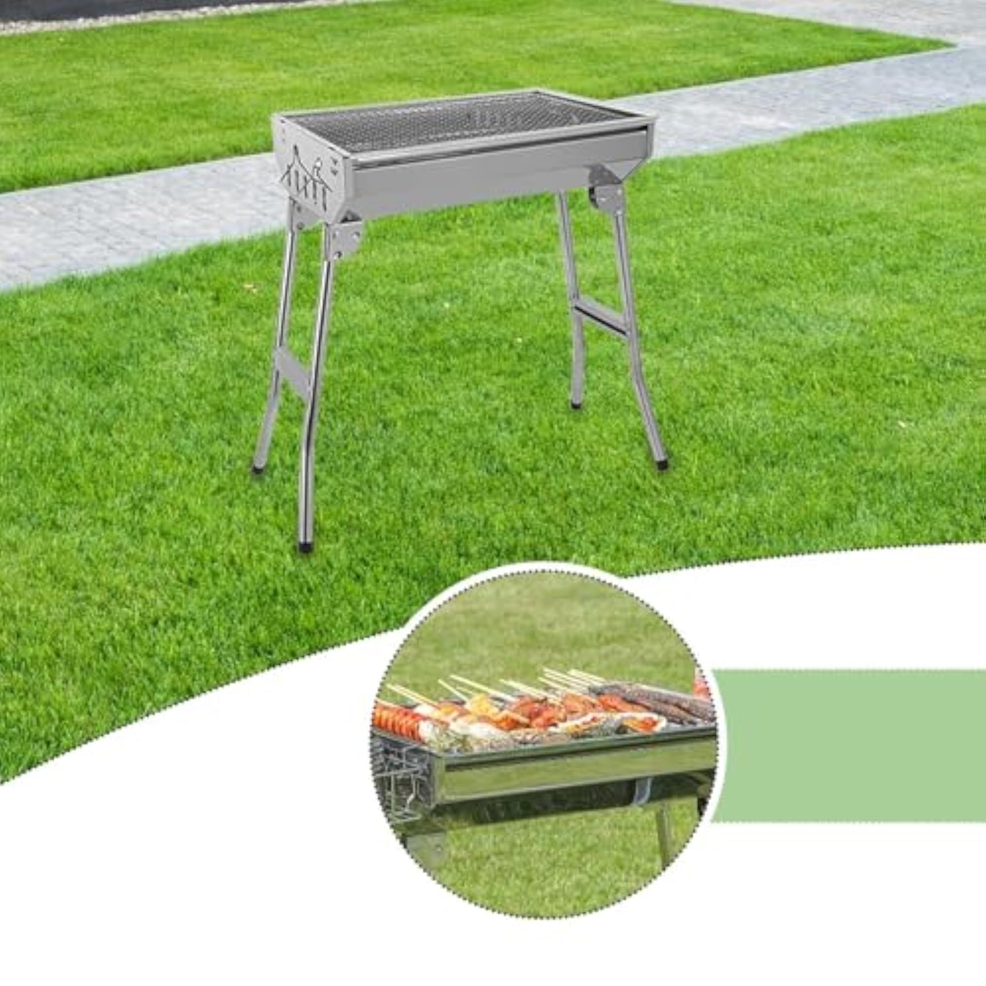 Folding Barbecue Grill, Metal Charcoal Grill